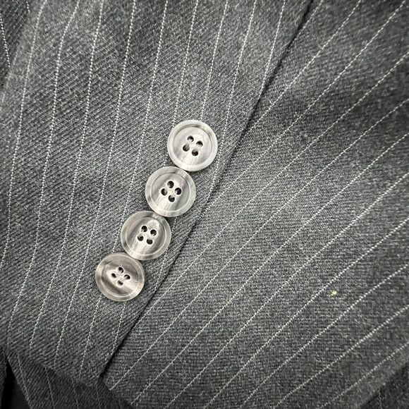 Men's Wool‎ Charcoal Gray Pinstriped Suit Jacket Kenneth Downs - Picture 5 of 10